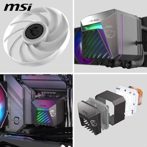 MSI MAG CORELIQUID A15 240 AIO CPU Liquid Cooler - Kupfersockel mit voller Abdeckung, verbessertes Wasserkanaldesign, ARGB GEN2, CycloBlade 9 Lüfter, Split-Flow Radiator, Lüfter mit Rifle-Lager Bild 8