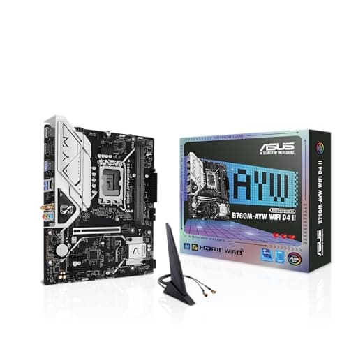 ASUS B760M-AYW WiFi D4 II Intel B760 (LGA 1700) mATX Micro ATX Mainboard, PCIe 5.0 x16 Unterstützung, Zwei M.2-Slots, DDR4, Realtek 2,5 GB Ethernet, Wi-Fi 6, HDMI, SATA 6 Gbit/s, USB Frontal 5 Gbit/s