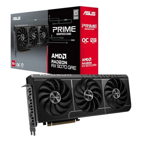 ASUS Prime Radeon RX 9070 GRE OC Edition Gaming Grafikkarte (AMD Radeon RX 9070, PCIe 5.0, HDMI/DP 2.1, Dual-BIOS-Schalter, Axial-Tech-Lüfter, 2,5-Slot-Design, MaxContact, PRIME-RX9070GRE-O12G)