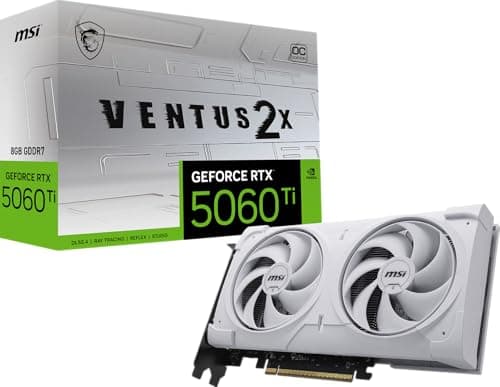 MSI Gaming RTX 5060 Ti 8G Ventus 2X OC White Grafikkarte (8GB GDDR7, TBA-Bit, Extreme Performance:TBA MHz, DisplayPort x3 2.1a, HDMI 2.1b, NVIDIA Blackwell Architecture)