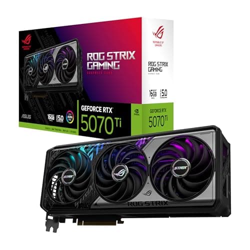 ASUS ROG Strix GeForce RTX 5070 Ti OC 16 GB GDDR7 Grafikkarte (PCIe 5.0, HDMI/DP 2.1, 3.2-Slot, Axial-tech Lüfter, Vapor Chamber MaxContact Design, Phase-Change GPU Thermal Pad, Aura Sync)