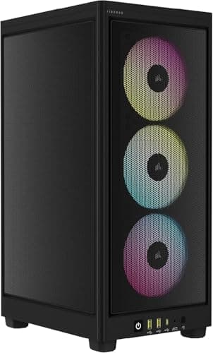 Corsair iCUE 2000D RGB Airflow PC-Gehäuse Mini ITX – Form Mini-ITX – Platten aus Stahl – 3 x Slim AF120 RGB inklusive – iCUE Lighting Node Core Controller – Schwarz Schwarz RGB Airflow Bild 2