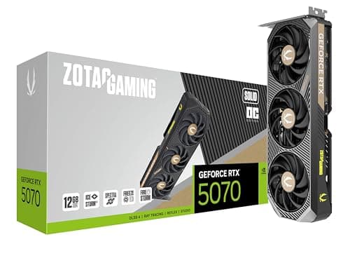 ZOTAC Gaming GeForce RTX 5070 Solid OC DLSS 4 12GB GDDR7 192-bit 28Gbps PCIE 5.0 Gaming Grafikkarte, IceStorm 2.0 Kühlung, Spectra RGB Beleuchtung, ZT-B50700J-10A