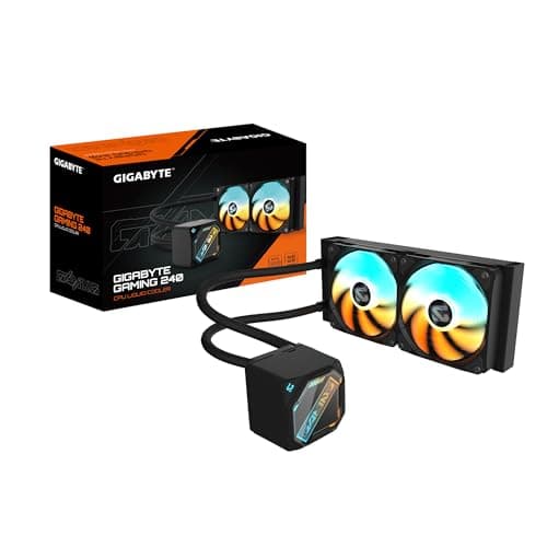GIGABYTE Gaming 240 Flüssigkeitskühler für CPU - 2x120mm ARGB-Lüfter, Schiebe-Verriegelungsmechanismus, Daisy-Chain, Kompatibel mit Intel LGA 1851 und AMD AM5