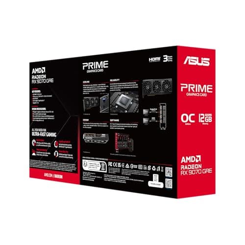ASUS Prime Radeon RX 9070 GRE OC Edition Gaming Grafikkarte (AMD Radeon RX 9070, PCIe 5.0, HDMI/DP 2.1, Dual-BIOS-Schalter, Axial-Tech-Lüfter, 2,5-Slot-Design, MaxContact, PRIME-RX9070GRE-O12G) Bild 8