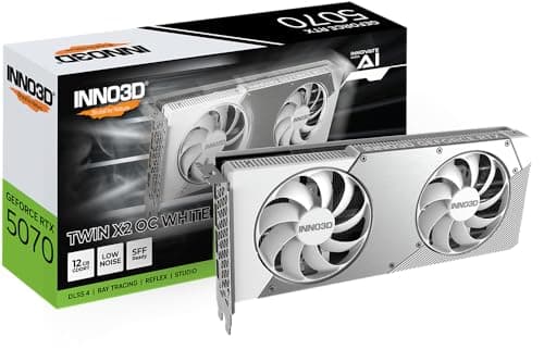 INNO3D NVIDIA GeForce RTX 5070 Twin X2 OC White 12GB GDDR7 Gaming Graphics Card (Dual Fan, 2 Slot, White, Reflex 2 RTX AI DLSS4)