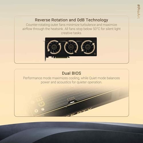 ASUS ProArt GeForce RTX 5070 Ti OC Edition 16GB GDDR7 Content Creation Grafikkarte (NVIDIA Blackwell, DLSS 4, Gaming, 2,5-Slot, 1x USB Typ-C, 1x HDMI 2.1b, 2X DisplayPort 2.1b, PROART-RTX5070TI-O16G) Bild 8