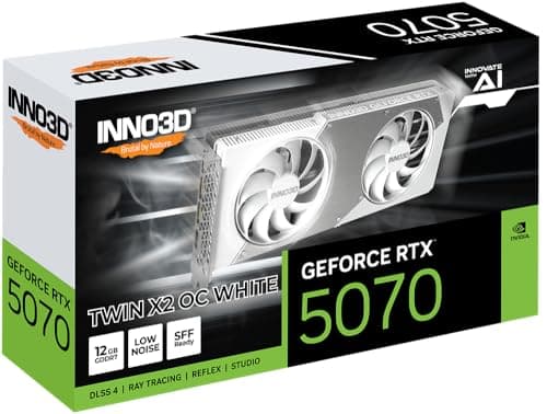 INNO3D NVIDIA GeForce RTX 5070 Twin X2 OC White 12GB GDDR7 Gaming Graphics Card (Dual Fan, 2 Slot, White, Reflex 2 RTX AI DLSS4) Bild 6