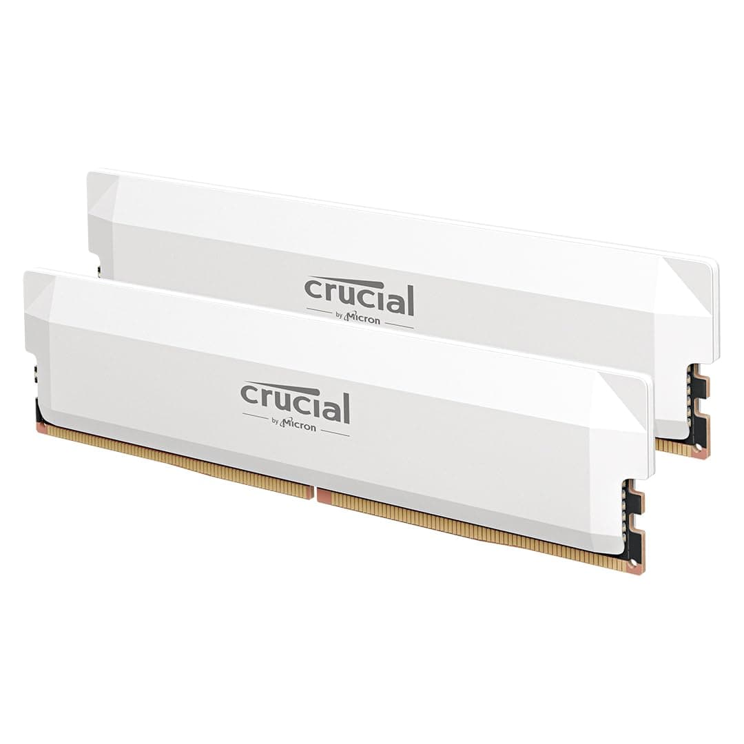 Crucial Pro DDR5 RAM 32GB Kit (2x16GB) 6400MHz CL38, Overclocking Gaming, Intel XMP 3.0 / AMD Expo, PC Computer Arbeitsspeicher, Weiß - CP2K16G64C38U5W 6400MHz 32GB (2x16GB) Weiß