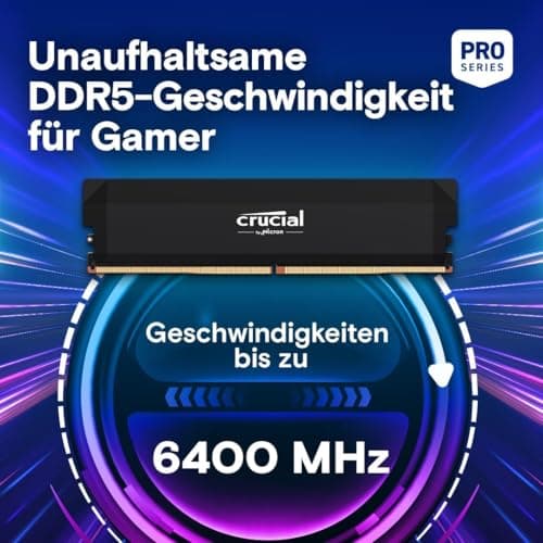 Crucial Pro DDR5 RAM 64GB Kit (2x32GB) 6400MHz CL40, Overclocking Gaming, Intel XMP 3.0 / AMD EXPO, PC Computer Arbeitsspeicher, Schwarz - CP2K32G64C40U5B 6400MHz 64GB (2x32GB) Bild 3