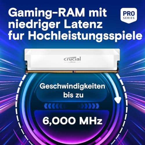 Crucial Pro DDR5 RAM 64GB Kit (2x32GB) 6000MHz CL40, Overclocking Gaming, Intel XMP 3.0 / AMD EXPO, PC Computer Arbeitsspeicher, Weiß - CP2K32G60C40U5W Bild 4