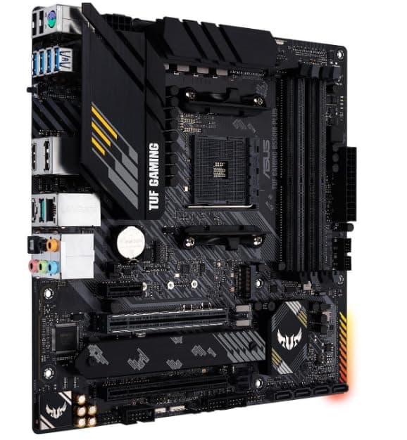 ASUS TUF Gaming B550M-Plus Gaming Mainboard Sockel AM4 (Micro ATX, Ryzen, PCIe 4.0, 2X M.2, 2Gbit/s Ethernet, SATA 6Gbit/s, USB 3.2 Gen 2 Typ-A/C, Aura Sync) Bild 4