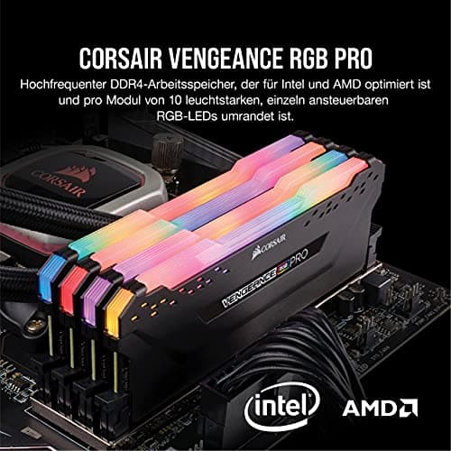 Corsair Vengeance RGB PRO DDR4 RAM 32GB (2x16GB) Bis zu 3200MHz CL16 AMD Intel XMP 2.0 iCUE Kompatibler Computerspeicher – Schwarz (CMW32GX4M2E3200C16) Bild 3