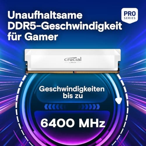 Crucial Pro DDR5 RAM 32GB Kit (2x16GB) 6400MHz CL38, Overclocking Gaming, Intel XMP 3.0 / AMD Expo, PC Computer Arbeitsspeicher, Weiß - CP2K16G64C38U5W 6400MHz 32GB (2x16GB) Weiß Bild 4