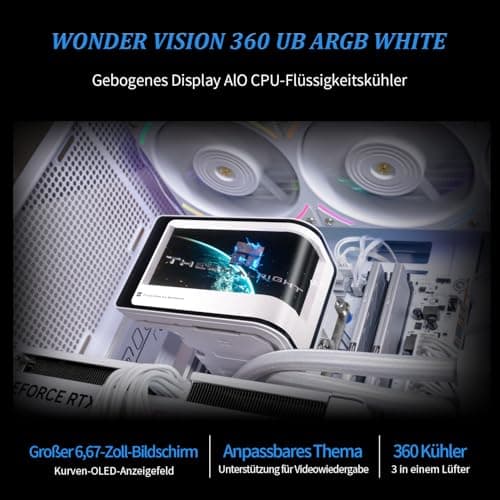 Thermalright Wonder Vision 360 UB ARGB Weißer AIO CPU-Flüssigkeitskühler, für AM5/Intel LGA1851/1700, 6,67-Zoll 3D Curved Screen mit 2400x1080 Auflösungen, Magnetic Panel Screen, 3D/2D Video Support WV360 UB ARGB White Bild 4