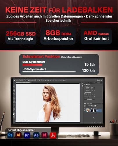 Greed® Basic V2 PC mit AMD Ryzen 5 4600G - Schneller Rechner + Computer für Büro & Home Office mit 4,2 GHZ, 8GB RAM/Arbeitsspeicher - 256 GB SSD - DVD+RW - USB3.1 - WLAN, inkl. Windows 11 Pro Basic | V2 AMD Bild 8