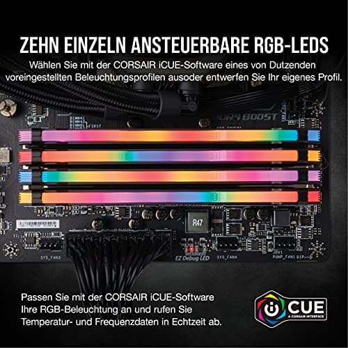 Corsair Vengeance RGB PRO DDR4 RAM 32GB (2x16GB) Bis zu 3200MHz CL16 AMD Intel XMP 2.0 iCUE Kompatibler Computerspeicher – Schwarz (CMW32GX4M2E3200C16) Bild 5