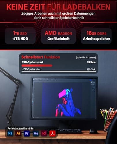 Greed® Ultra V2 PC mit AMD Ryzen 7 5700G - Schneller Rechner + Computer für Büro & Home Office mit 4,6 GHZ, 16GB RAM/Arbeitsspeicher - 1TB SSD + 1TB HDD - DVD+RW - USB3.1 - WLAN, inkl Windows 11 Pro Ultra | V2 AMD Bild 8