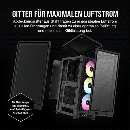Corsair iCUE 2000D RGB Airflow PC-Gehäuse Mini ITX – Form Mini-ITX – Platten aus Stahl – 3 x Slim AF120 RGB inklusive – iCUE Lighting Node Core Controller – Schwarz Schwarz RGB Airflow Bild 6