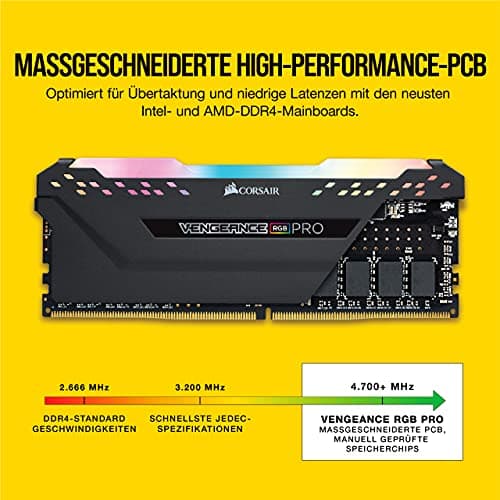 Corsair Vengeance RGB PRO DDR4 RAM 32GB (2x16GB) Bis zu 3200MHz CL16 AMD Intel XMP 2.0 iCUE Kompatibler Computerspeicher – Schwarz (CMW32GX4M2E3200C16) Bild 7
