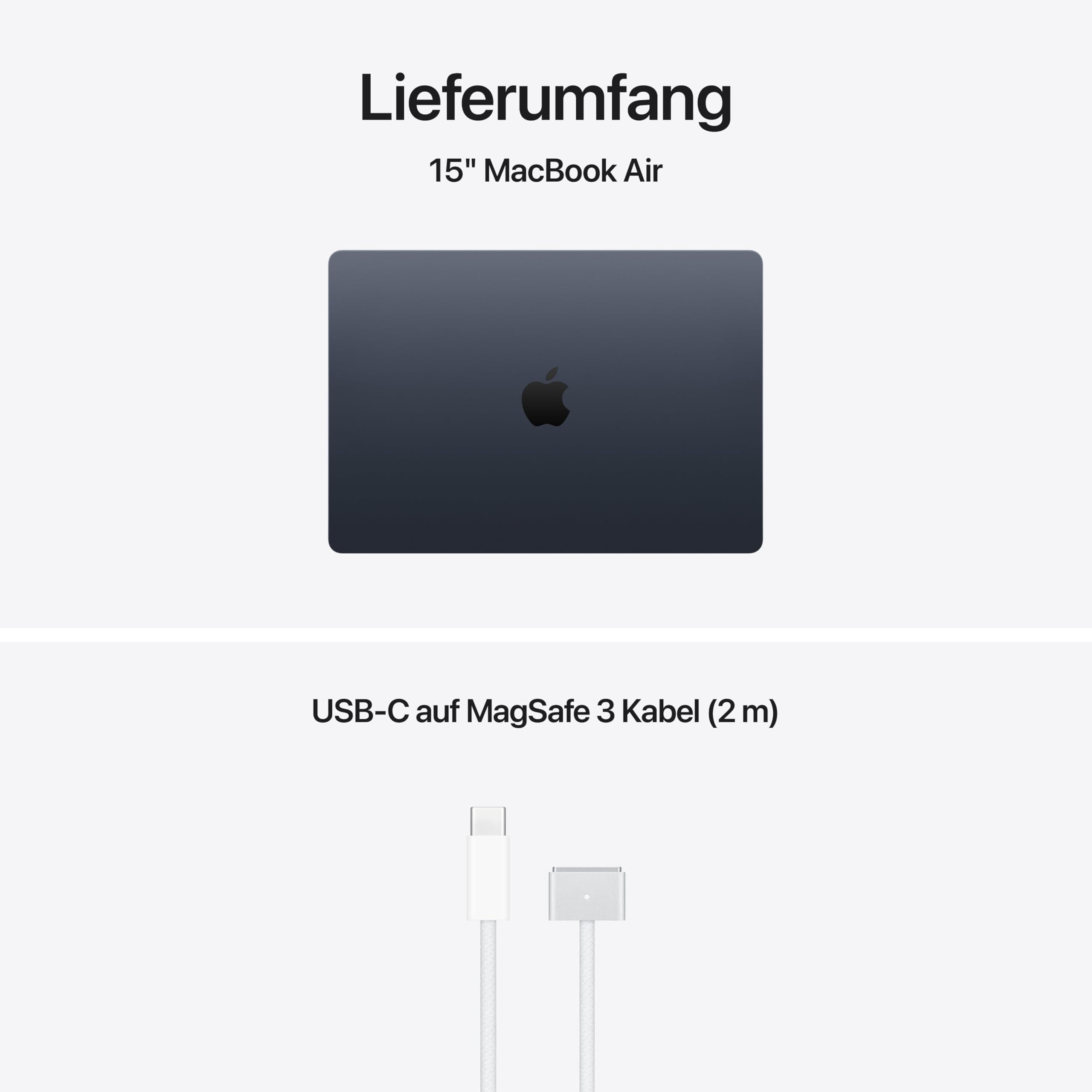 Apple 15" MacBook Air Laptop, M5 Chip mit 10‑Core CPU und 10‑Core GPU: Entwickelt für KI, 15,3" Liquid Retina Display, 16 GB gemeinsamer Arbeitsspeicher, 512 GB SSD, Touch ID, WLAN 7; Mitternacht 16 GB RAM 512 GB Mitternacht MacBook Air ohne Netzteil Bild 6