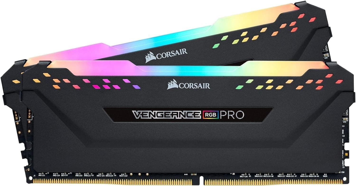 Corsair Vengeance RGB PRO DDR4 RAM 32GB (2x16GB) Bis zu 3200MHz CL16 AMD Intel XMP 2.0 iCUE Kompatibler Computerspeicher – Schwarz (CMW32GX4M2E3200C16) Bild 2