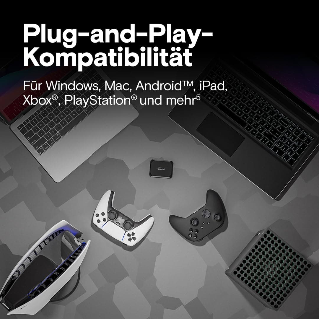 Crucial X9 4TB Externe SSD Festplatte, bis zu 1050MB/s, kompatibel mit PC, Mac und Spielekonsolen, Portable Solid State Drive, USB-C 3.2 - CT4000X9SSD902 4TB X9 (1050MB/s) Bild 7