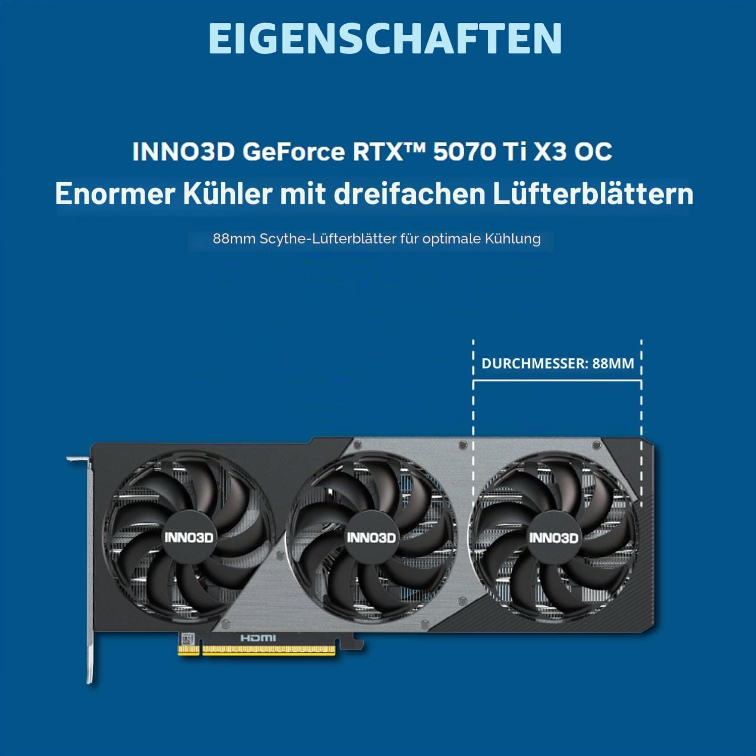 INNO3D NVIDIA GeForce RTX 5070 Ti X3 OC 16GB GDDR7 Gaming Graphics Card (Triple Fan, 2 Slot, Reflex 2 RTX AI DLSS4) Bild 5