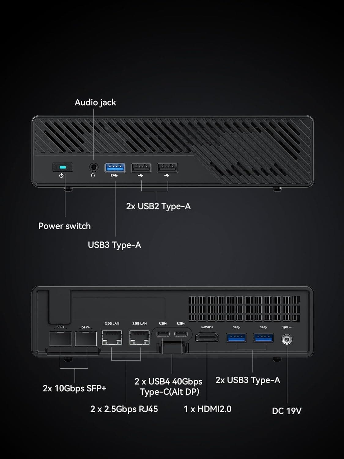 MINIS FORUM MS-01 Mini Workstation Intel Core i5-12600H (vPro Enterprise Support) Mini PC,32GB RAM 1TB SSD,2X 10Gbps SFP+/2X 2.5G RJ45/2x USB4/HDIM/1x PCIe4.0x16 Slot/Support 3X M.2 2280/22110/U.2 SSD MS-01-S1260 32/1TB Bild 7