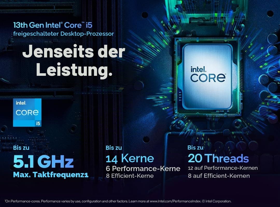 Intel Core i5-13600K Desktop-Prozessor, 14 Kerne (6 P-Kerne und 8 E-Kerne) 24 M Cache, bis zu 5,1 GHz Nur Prozessor Bild 3