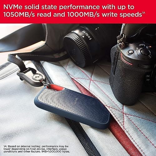 SANDISK Extreme Portable SSD 4 TB (tragbare NVMe SSD, USB-C, bis zu 1.050 MB/s Lesen/1.000 MB/s Schreiben, fallsicher aus bis zu 3 m, wasser- und staubbeständig) Schwarz 2. Portable 1.050MB/s 4 TB Schwarz Bild 8
