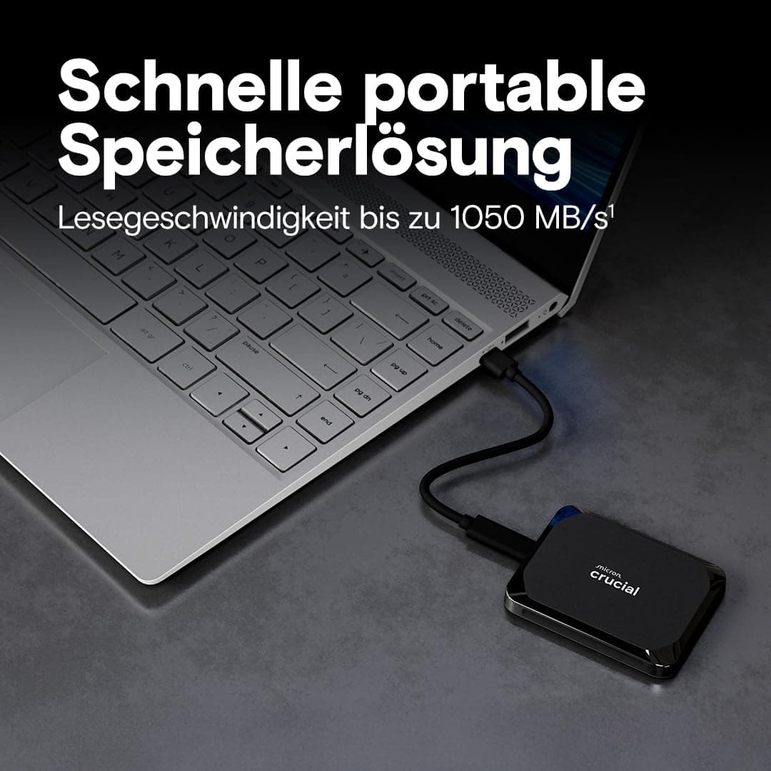Crucial X9 4TB Externe SSD Festplatte, bis zu 1050MB/s, kompatibel mit PC, Mac und Spielekonsolen, Portable Solid State Drive, USB-C 3.2 - CT4000X9SSD902 4TB X9 (1050MB/s) Bild 3