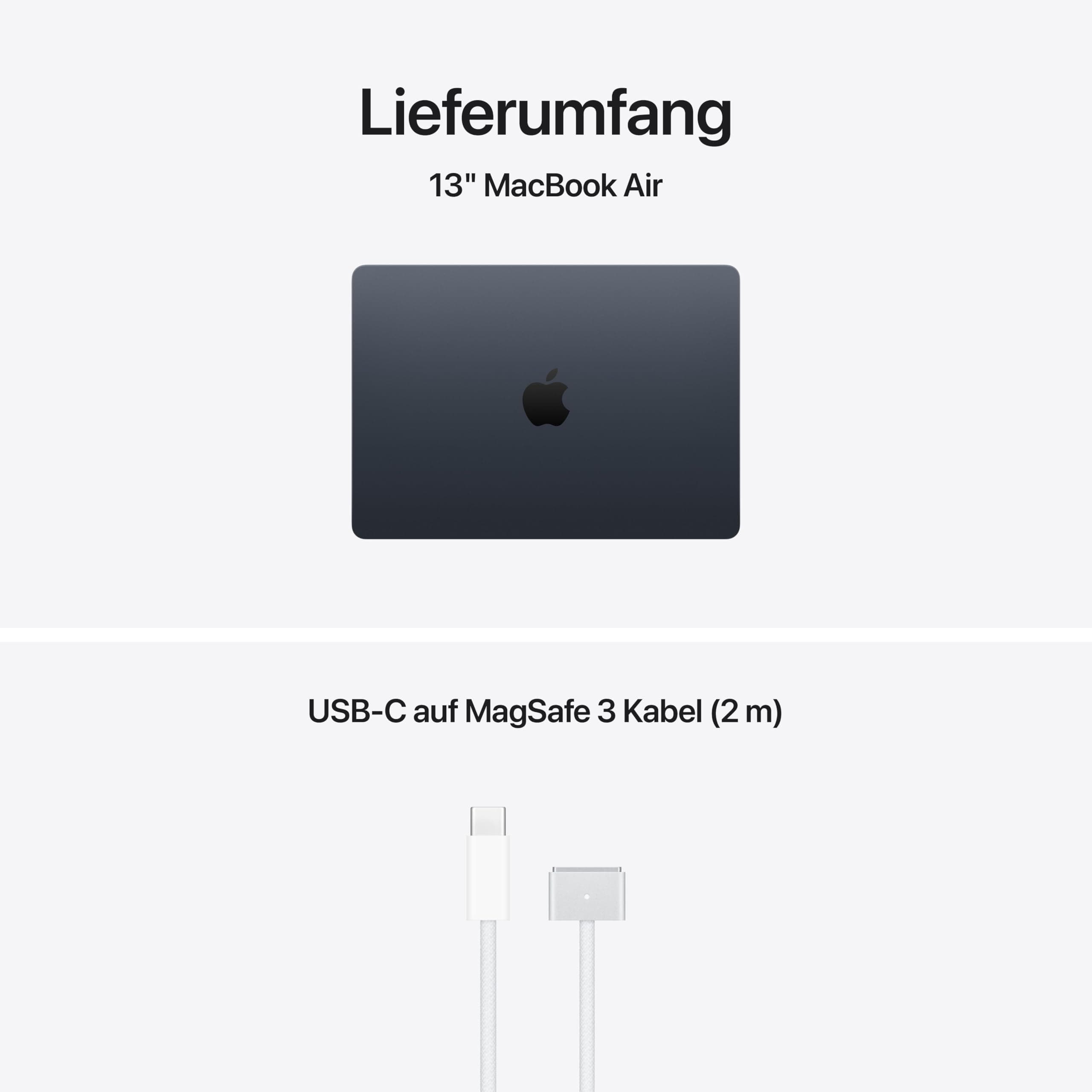 Apple 13" MacBook Air Laptop, M5 Chip mit 10‑Core CPU und 8‑Core GPU: Entwickelt für KI, 13,6" Liquid Retina Display, 16 GB gemeinsamer Arbeitsspeicher, 512 GB SSD, Touch ID, WLAN 7; Mitternacht 16GB RAM 512 GB Mitternacht MacBook Air ohne Netzteil Bild 5