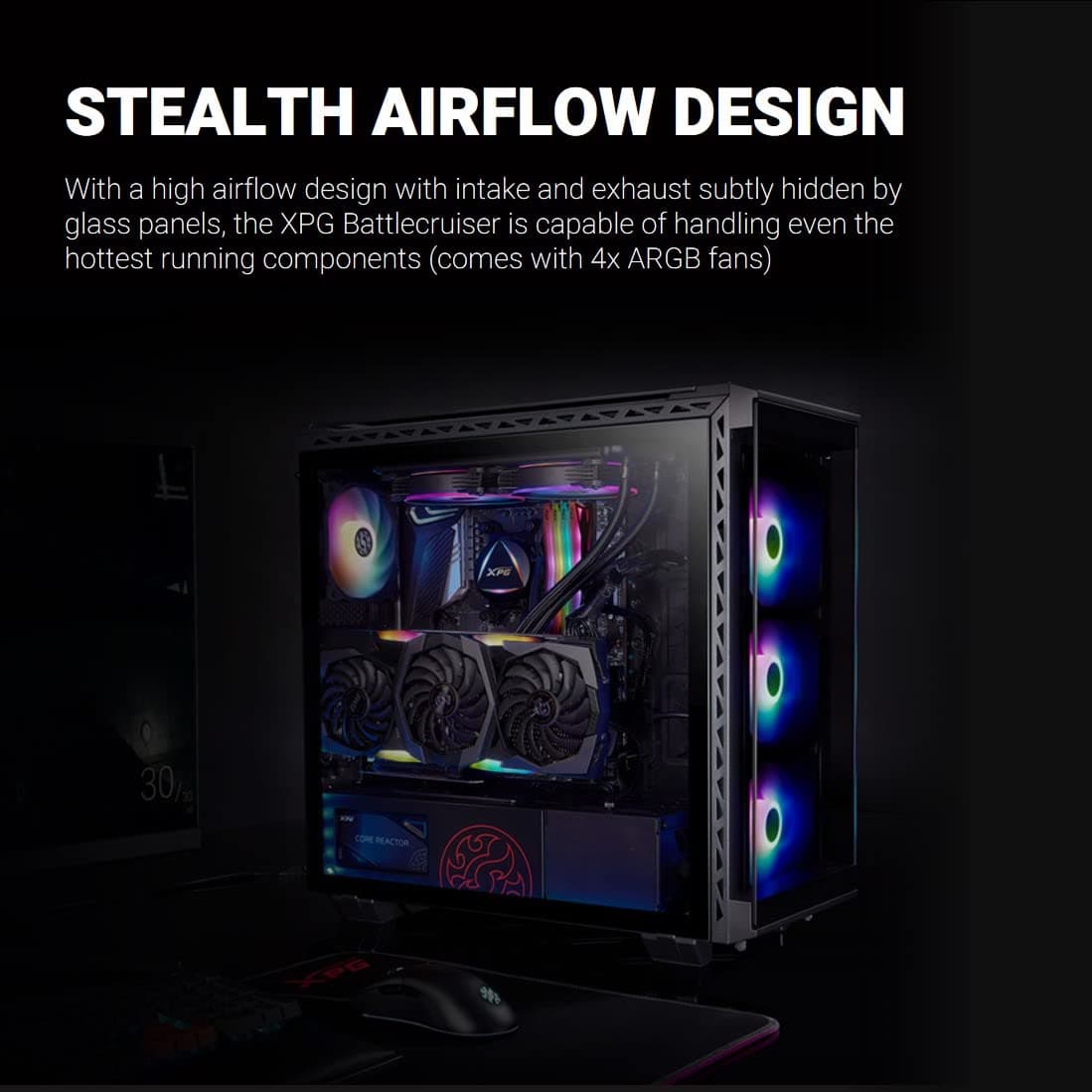 ADATA XPG Battlecruiser Super Mid-Tower ATX Gaming-Gehäuse, Schwarz Bild 7