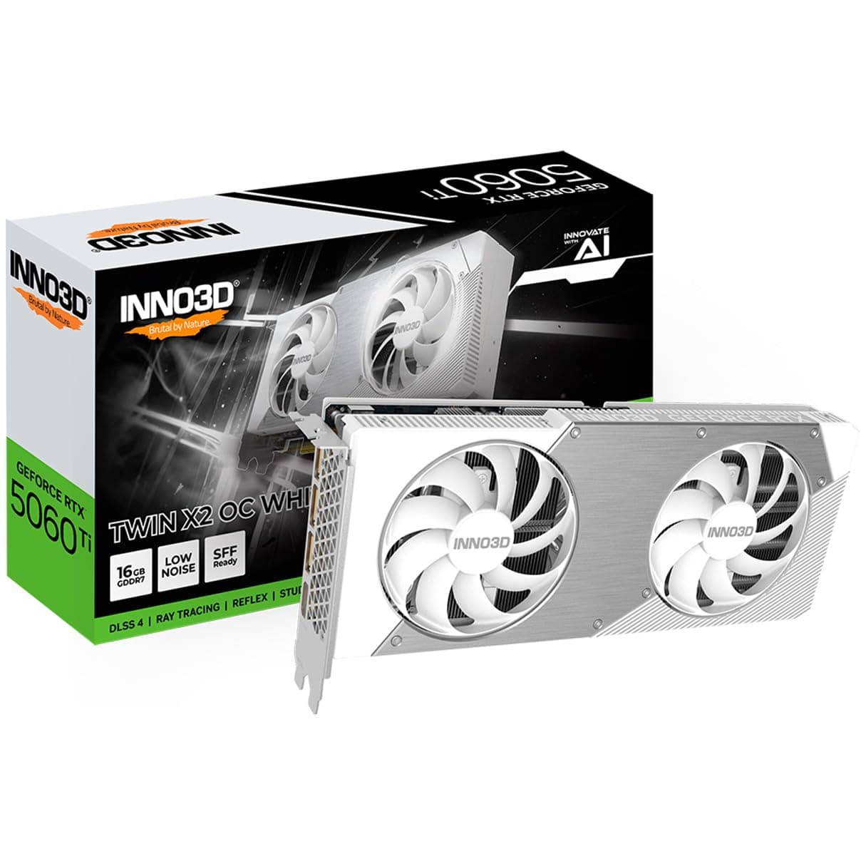INNO3D NVIDIA GeForce RTX 5060 Ti Twin X2 OC White 16GB GDDR7 Gaming Graphics Card (Dual Fan, 2 Slot, White, Reflex 2 RTX AI DLSS4) Bild 2