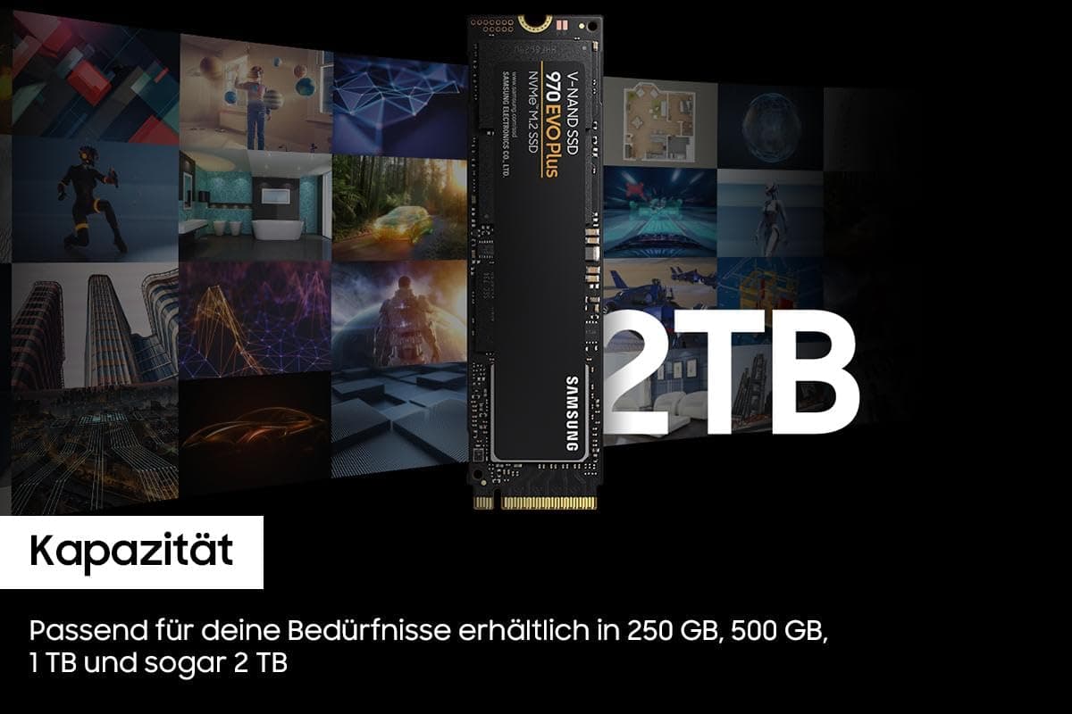 Samsung 970 EVO Plus NVMe M.2 SSD, 2 TB, PCIe 3.0, 3.500 MB/s Lesen, 3.300 MB/s Schreiben, Interne SSD für Gaming und Grafikbearbeitung, MZ-V7S2T0BW Bild 7