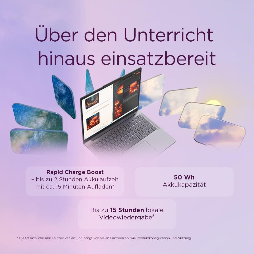 Lenovo IdeaPad Slim 3 Laptop | 15.3" WUXGA Display | AMD Ryzen 5 150 | 512GB SSD | 16GB RAM | AMD Radeon Grafik | QWERTZ | Windows 11 | Luna Grau | 3 Monate Premium Care Bild 7