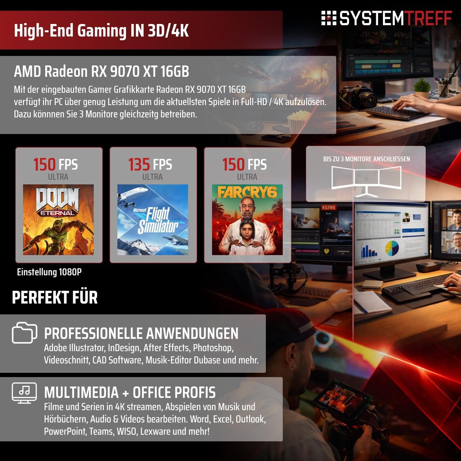 SYSTEMTREFF High-End Gaming PC Intel Core i7-13700KF 8x5.4GHz | AMD Radeon RX 9070 XT 16GB DX12 | 1TB M.2 NVMe | 32GB DDR5 RAM | Windows 11 | Desktop Computer Rechner für Gamer, Zocker & Streamer Bild 5