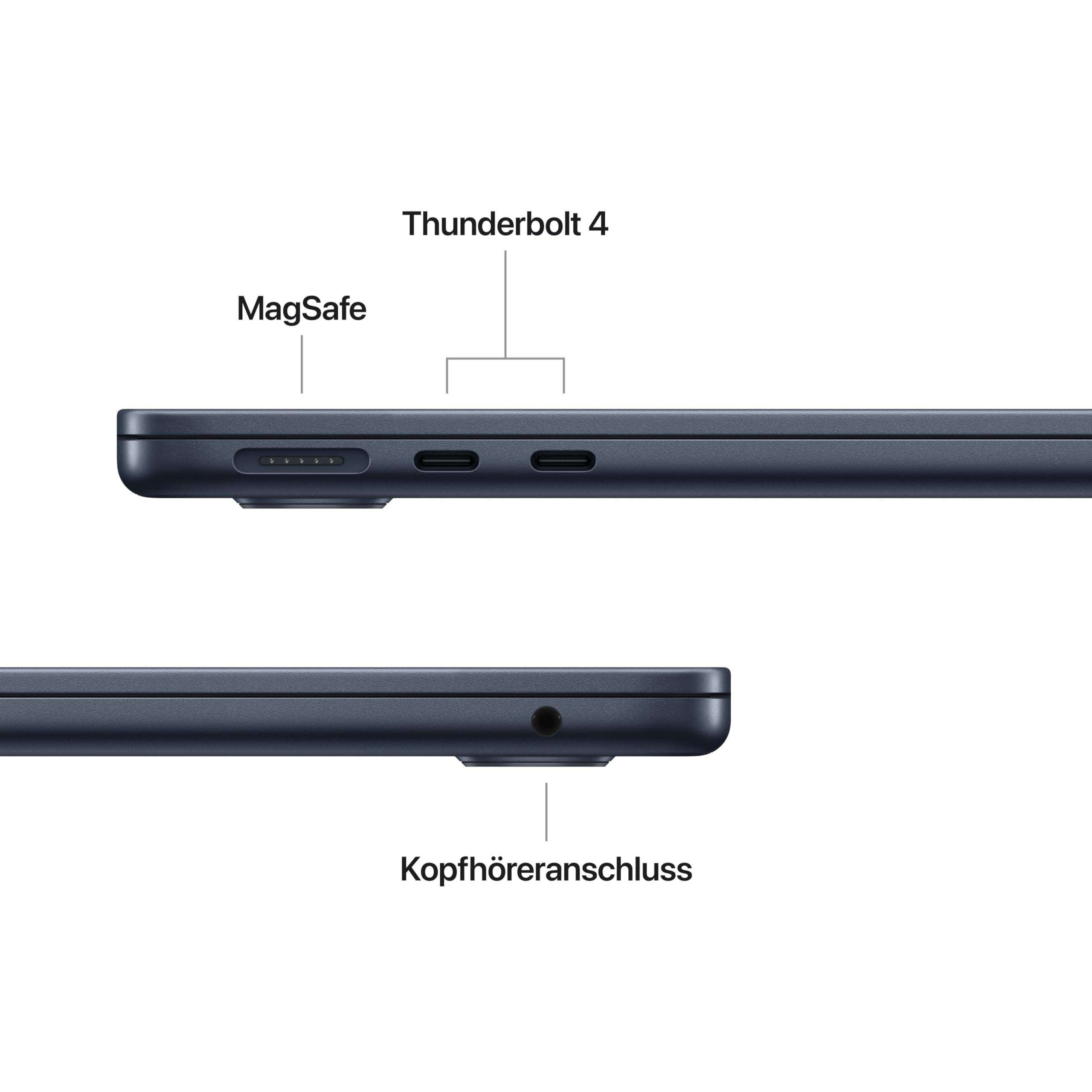 Apple 13" MacBook Air Laptop, M5 Chip mit 10‑Core CPU und 8‑Core GPU: Entwickelt für KI, 13,6" Liquid Retina Display, 16 GB gemeinsamer Arbeitsspeicher, 512 GB SSD, Touch ID, WLAN 7; Mitternacht 16GB RAM 512 GB Mitternacht MacBook Air ohne Netzteil Bild 4