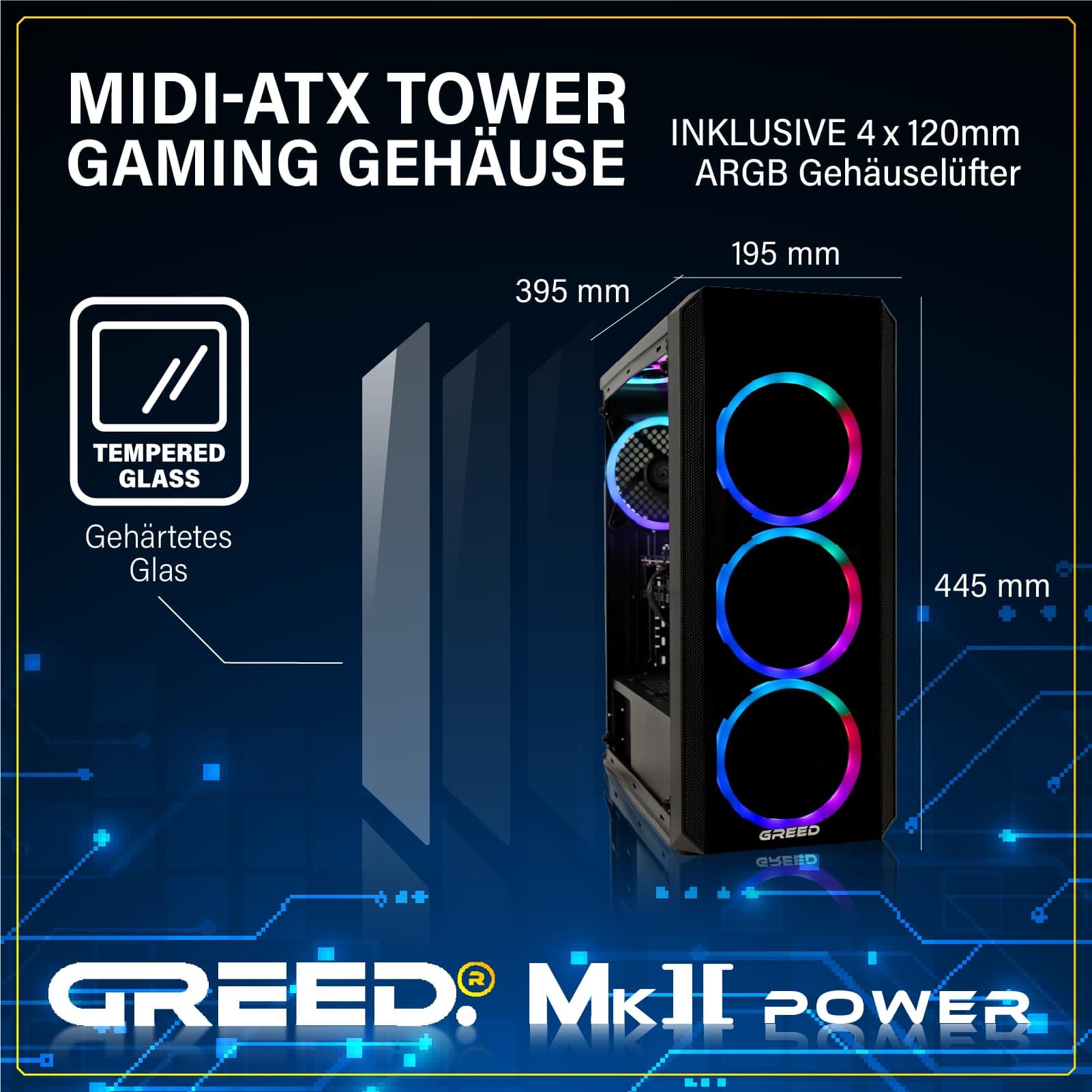 Greed® MK2 Power - High End Gaming PC - AMD Ryzen 7 5700X + AMD Radeon RX 9070 16GB - Schneller RGB Computer + 4K Raytracing Rechner mit 4,6 GHZ - 32GB DDR4 RAM - 1TB SSD - WLAN + W11 Pro MK2 POWER | RX 9070 AMD 32GB Bild 2