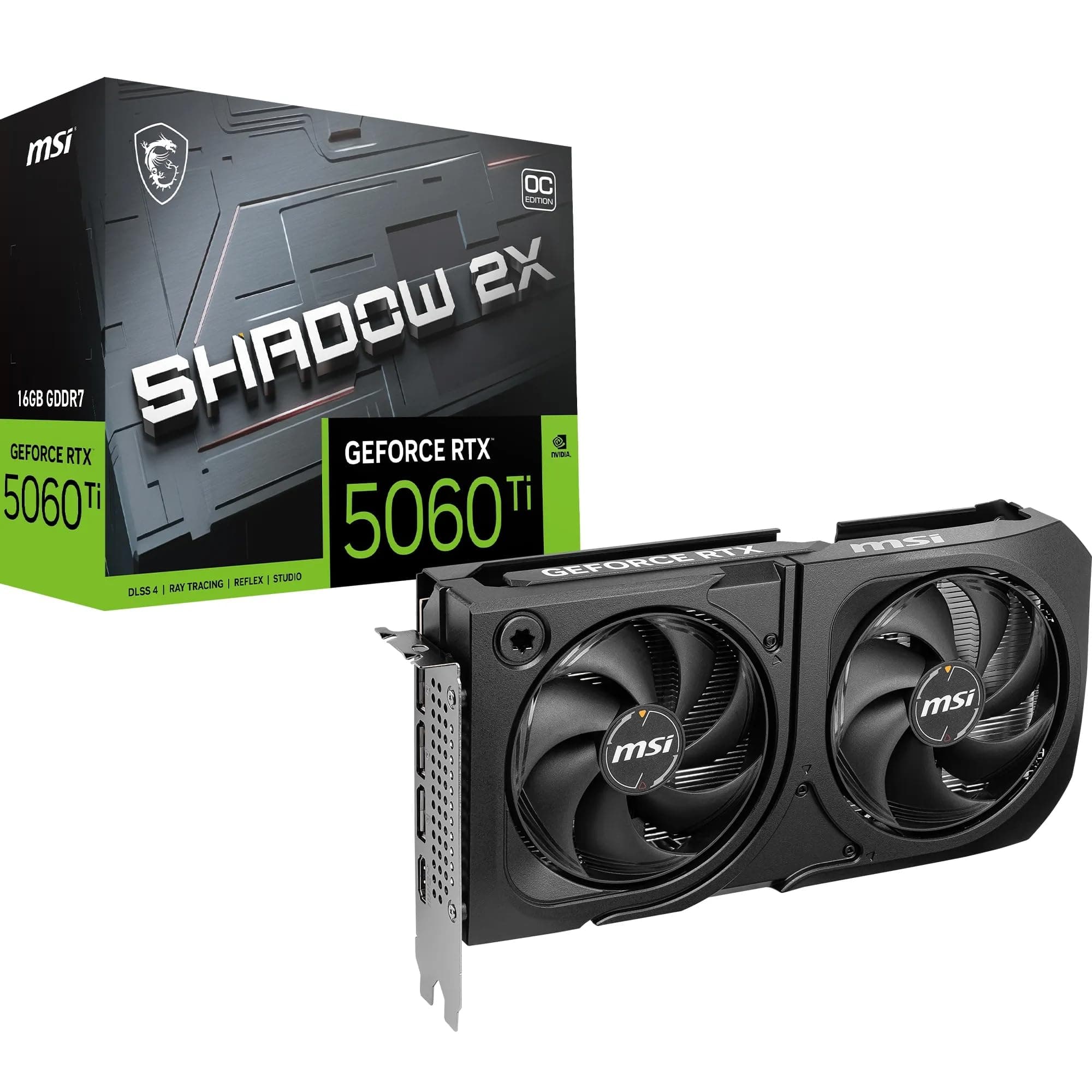 MSI GeForce RTX 5060 Ti 16G Shadow 2X OC Plus - 16GB GDDR7 (28Gbps/128-bit), PCIe 5, Boost: 2602 MHz, HDMI 2.1b, DisplayPort 2.1b, Metall Rückplatte Bild 2
