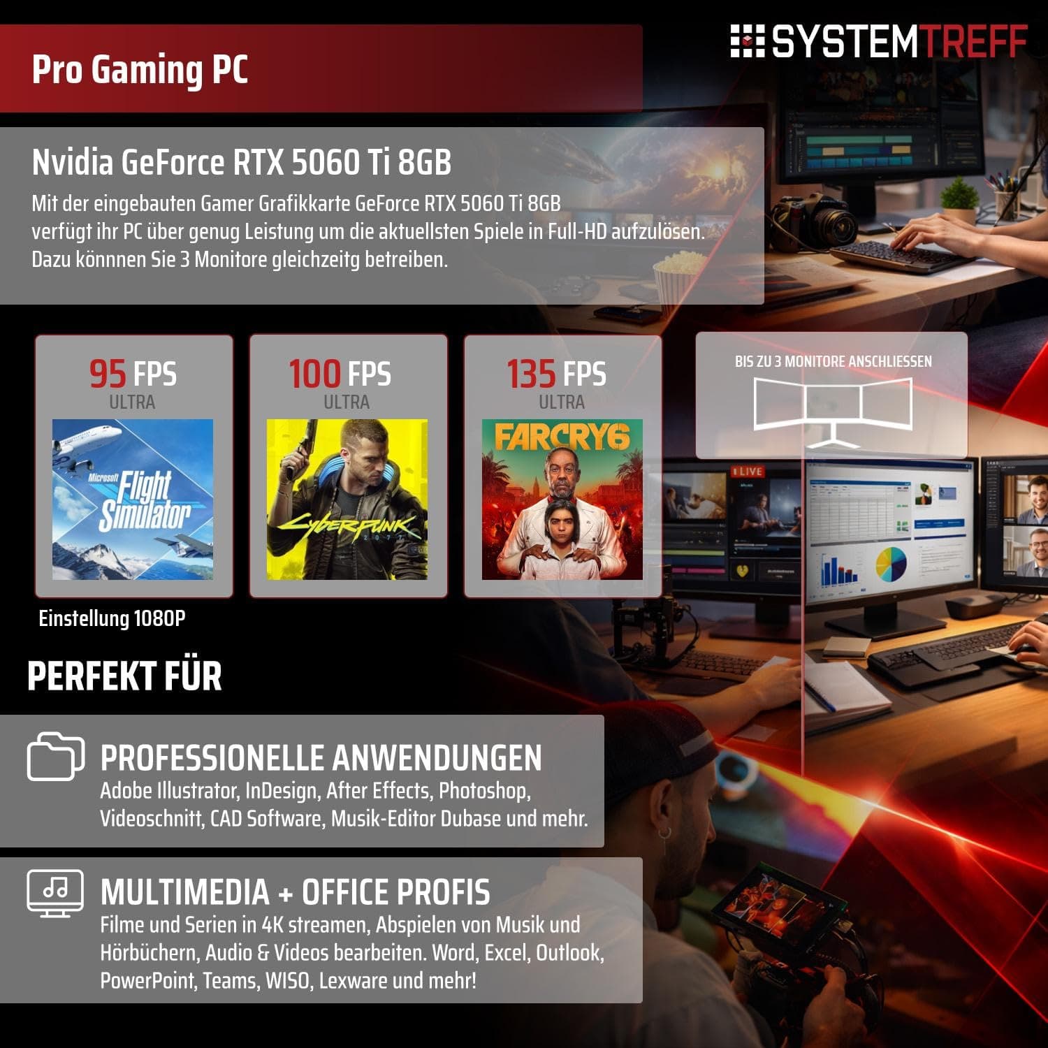 SYSTEMTREFF Gaming PC weiß Intel Core i5-13600KF 6x5.1GHz | Nvidia RTX 5060 Ti 8GB DX12 | 1TB M.2 NVMe | 32GB DDR4 RAM | Windows 11 | Desktop Computer Rechner für Gamer, Zocker & Streamer Bild 5