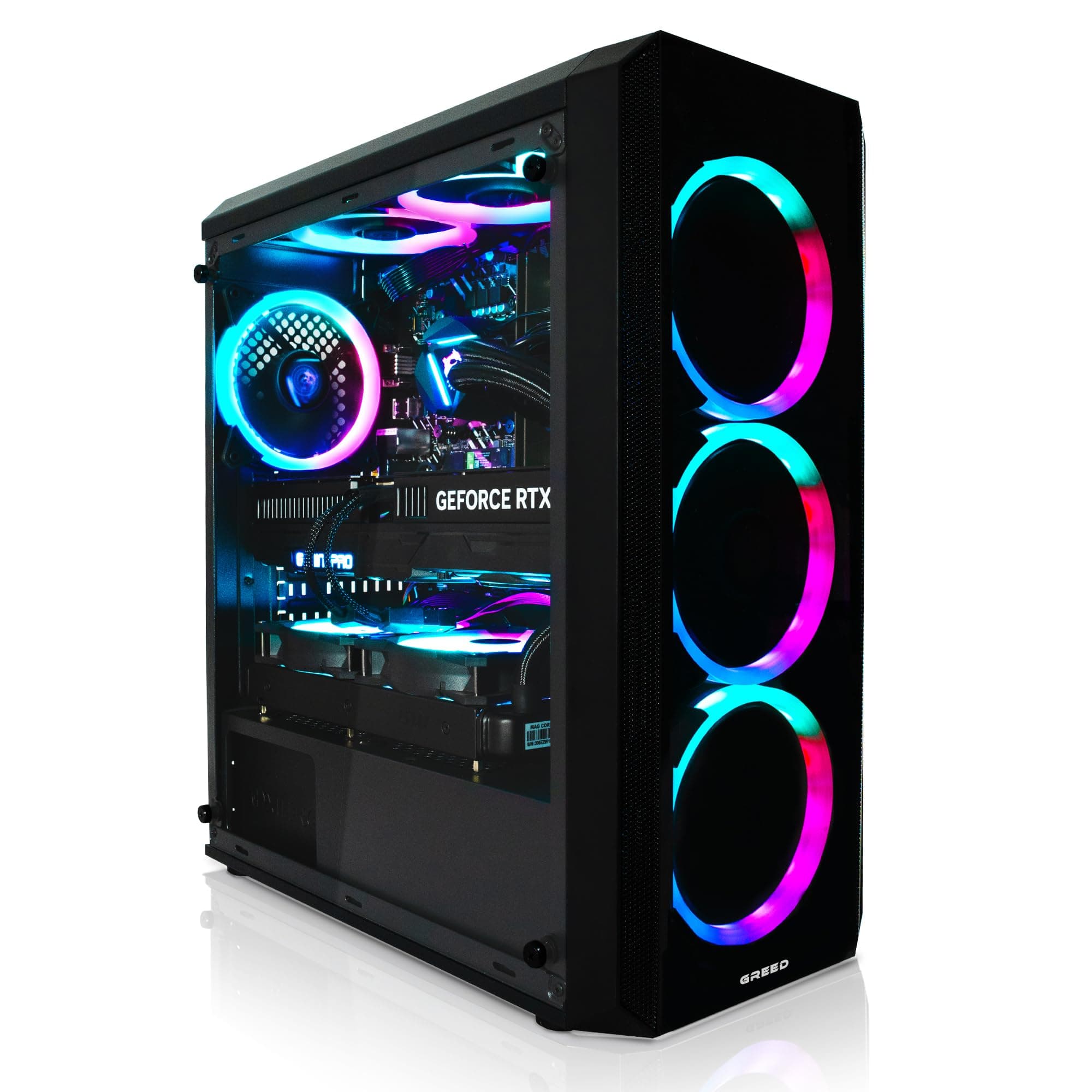 Greed® MK2 Pro - High End Gaming PC - AMD Ryzen 7 5700X + Nvidia Geforce RTX 5070 12 GB - Schneller RGB Computer + 4K Rechner mit 4,6 GHZ - 16 GB DDR4 RAM - Wasserkühlung - 1TB SSD - WLAN + W11 Pro MK2 PRO | RTX 5070 AMD 16GB