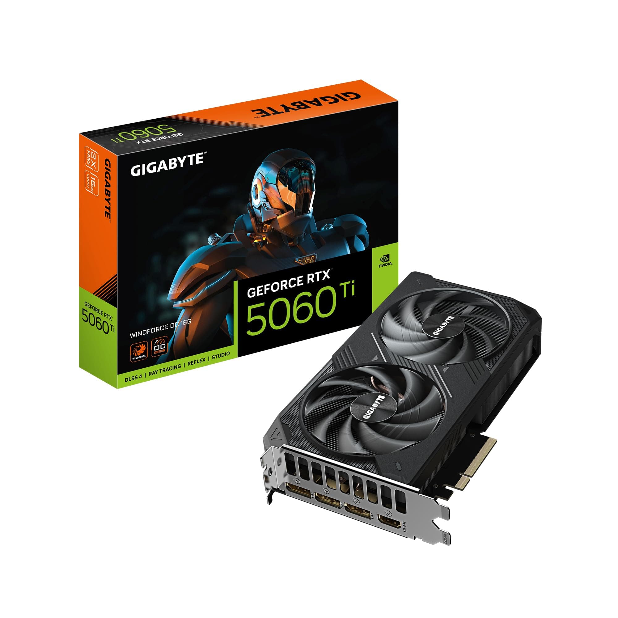 Gigabyte GeForce RTX 5060 Ti WINDFORCE OC 16G Grafikkarte – 16 GB GDDR7, 128 Bit, PCI-E 5.0, 2587 MHz Kernfrequenz, 3 x DisplayPort, 1 x HDMI, GV-N506TWF2OC-16GD Bild 2