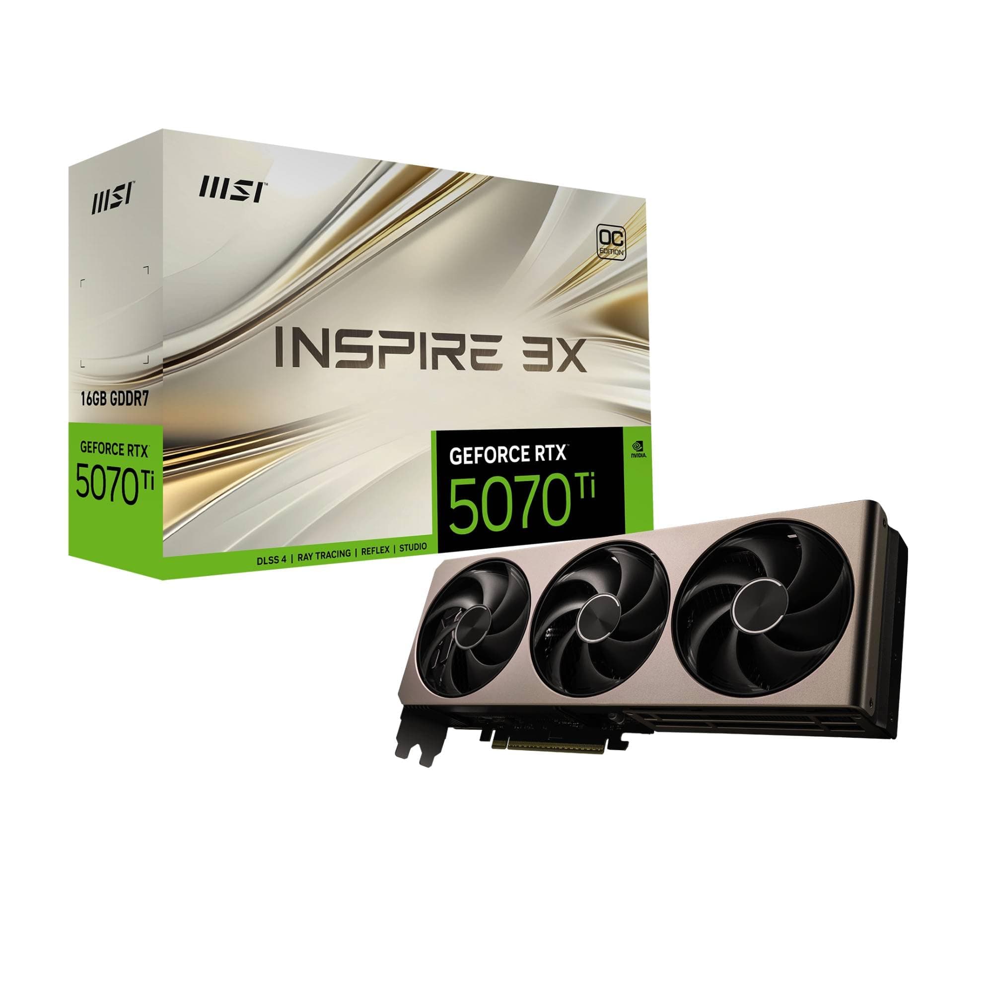 GeForce RTX 5070 Ti 16G Inspire 3X OC — 16GB GDDR7 (28Gbps/256-bit), PCIe 5, Boost: 2482 MHz, HDMI 2.1b, DisplayPort 2.1b Bild 2