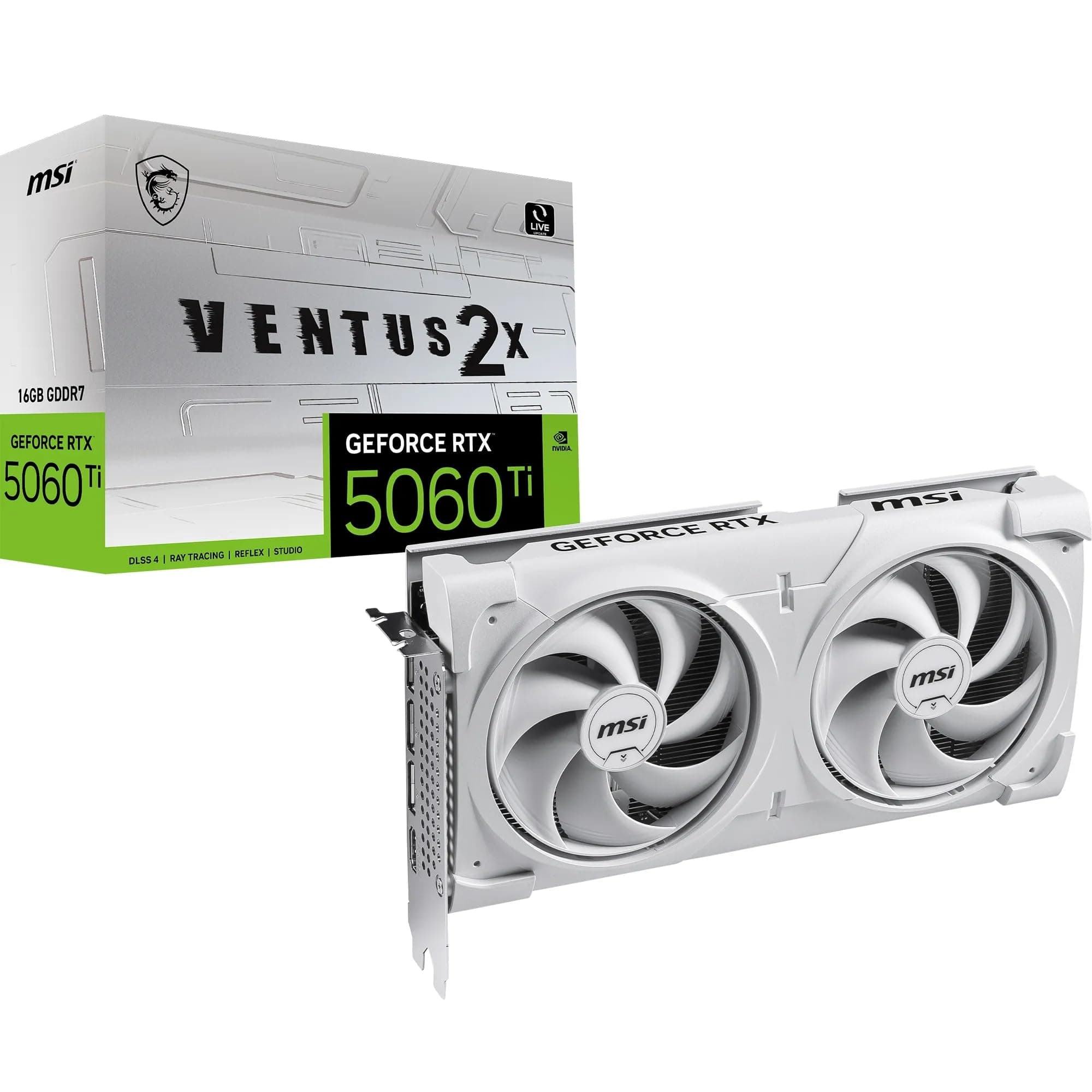 MSI GeForce RTX 5060 Ti 16G Ventus 2X OC White - 16GB GDDR7 (28Gbps/128-bit), PCIe 5, Boost: 2602 MHz, HDMI 2.1b, DisplayPort 2.1b Bild 2