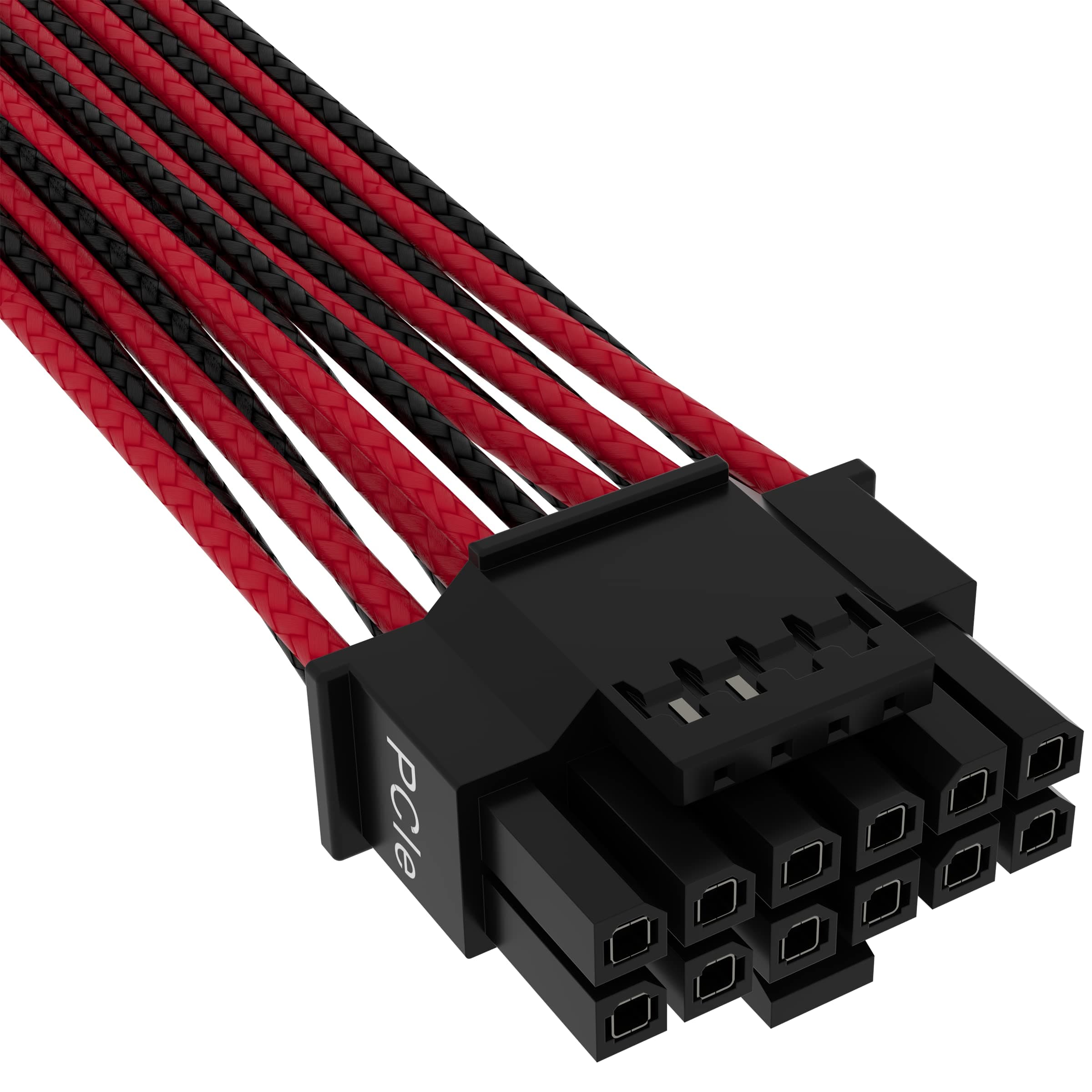 Corsair Premium 600W PCIe 5.0 / Gen 5 12VHPWR-Netzteilkabel – Passend für Typ-4-Netzteile über Zwei 8-Pin-PCIe-Anschlüsse – 12+4-Pin-Stecker – Mesh-Paracord-Ummantelung – Schwarz/Rot Bild 6