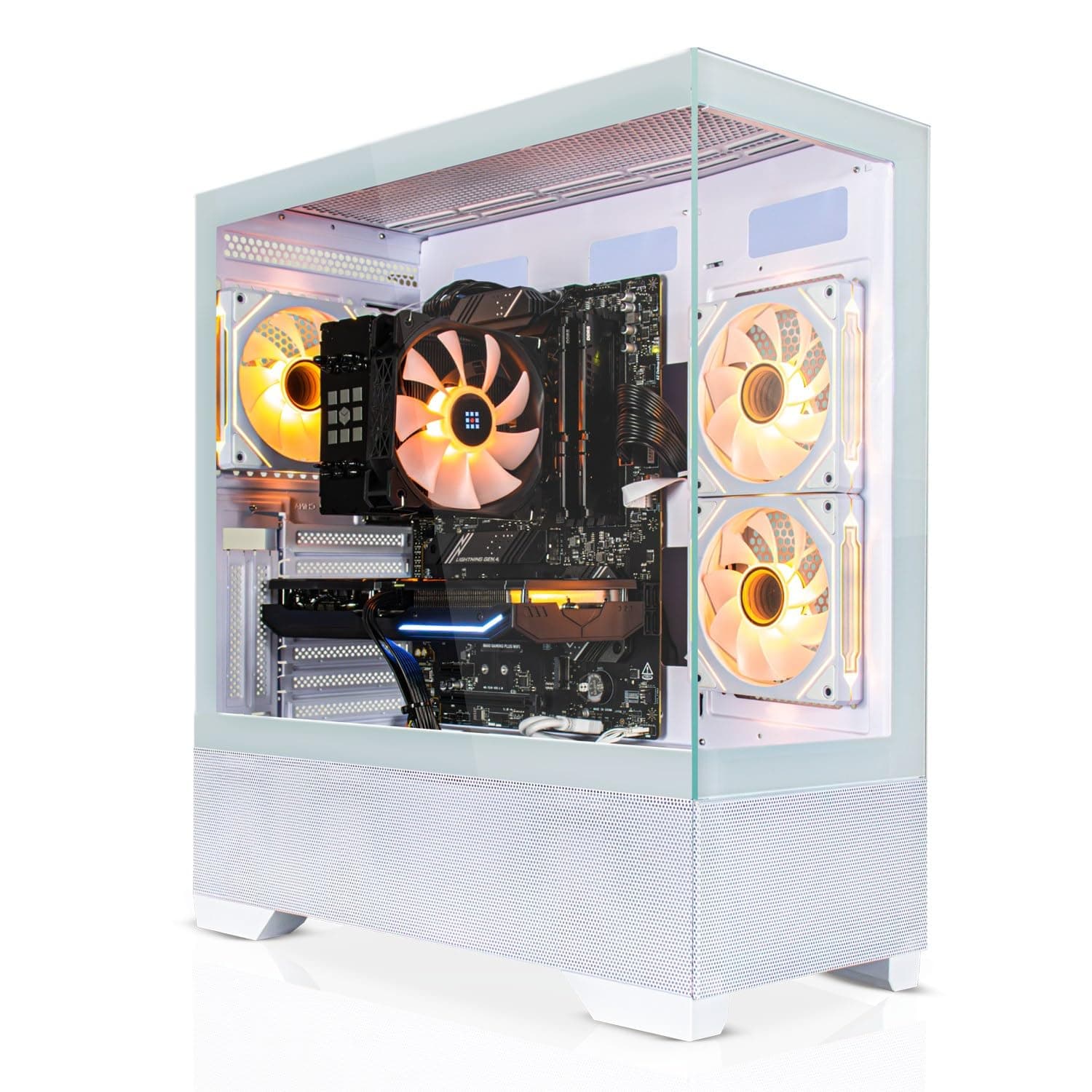 SYSTEMTREFF Gaming PC weiß AMD Ryzen 5 5600 6x4.4GHz | AMD Radeon RX 9060 8GB DX12 | 512GB M.2 NVMe | 16GB DDR4 RAM | WLAN Desktop Computer Rechner für Gamer, Zocker & Streamer
