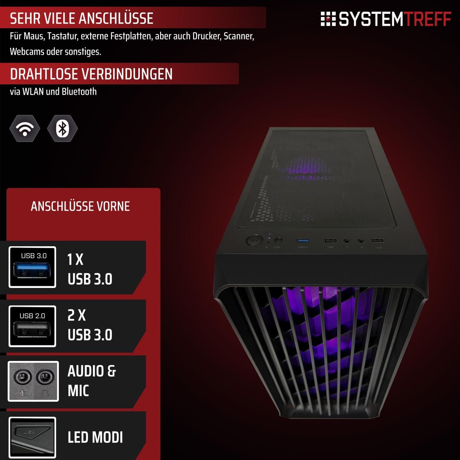 SYSTEMTREFF High-End Gaming PC Intel Core i5-14600K 6x5.3GHz | AMD Radeon RX 9060 XT 8GB DX12 | 1TB M.2 NVMe | 16GB DDR5 RAM | Windows 11 | WLAN Desktop Computer Rechner für Gamer, Zocker & Streamer Bild 4