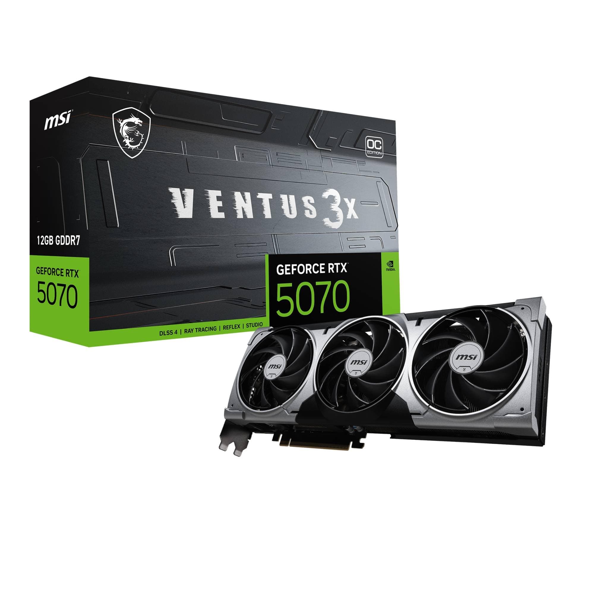 MSI GeForce RTX 5070 12G Ventus 3X OC - 12GB GDDR7 (28Gbps/192-bit), PCIe 5, Boost: 2542 MHz, HDMI 2.1b, DisplayPort 2.1b Bild 2